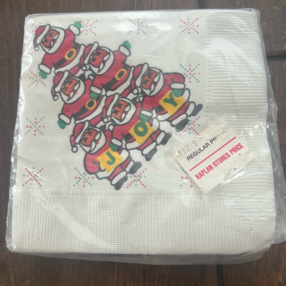 Vintage 80s Santa Claus Paper Christmas Cocktail Napkins NIP 10" x 10" 30 ct